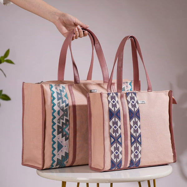 Boho Shopper Bag Pink Set Of 2