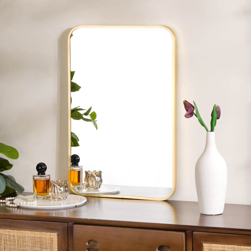 Rectangle Vanity Mirror Gold 23 x 16 Inches - Wall mirror for home decor | Living room, bathroom & bedroom decoration ideas