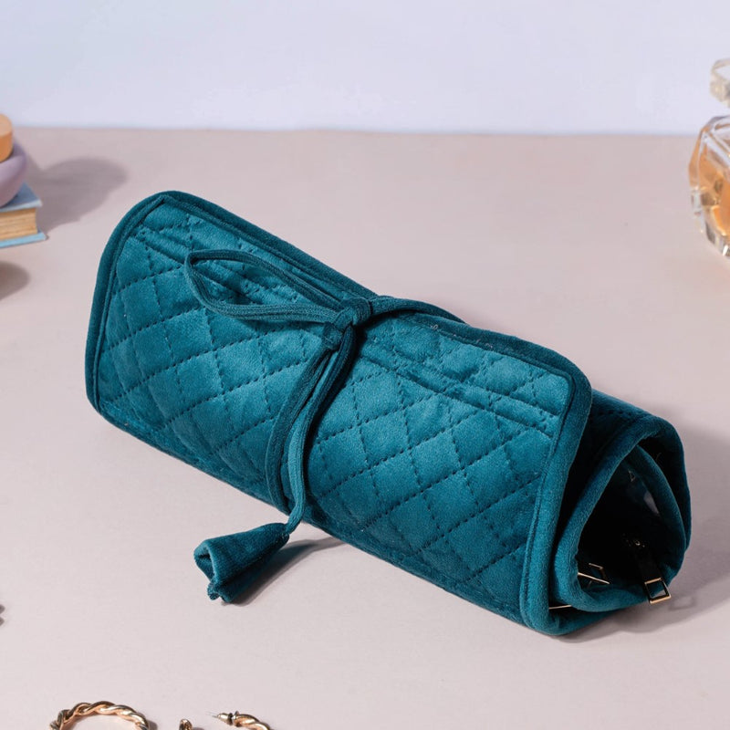 Foldable Jewellery Organiser Roll Green 10x20 inch