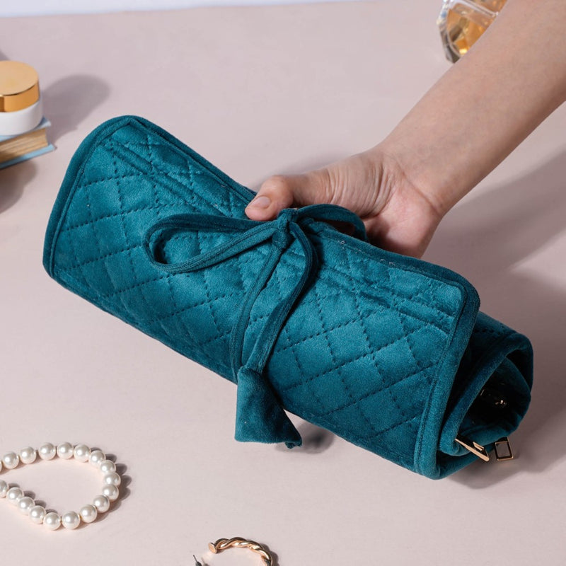 Foldable Jewellery Organiser Roll Green 10x20 inch