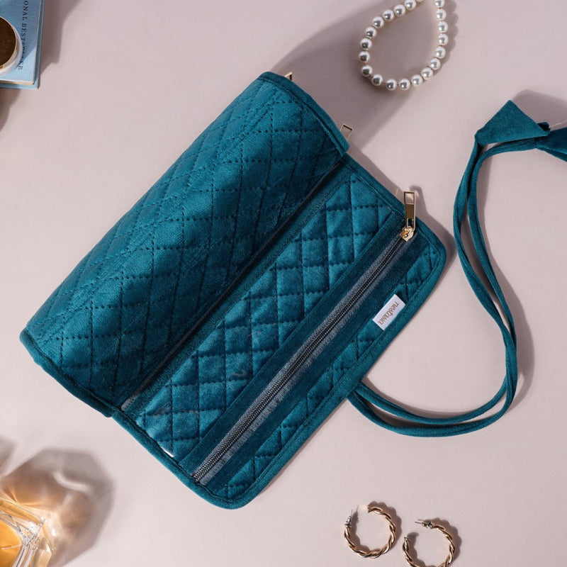 Foldable Jewelry Organiser Roll Green 10x20 inch