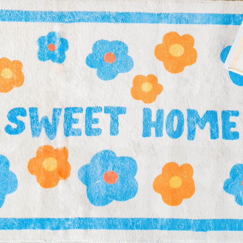 Blue Flower Bedside Runner Rug