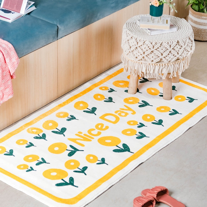 Yellow White Carpet Runner Large