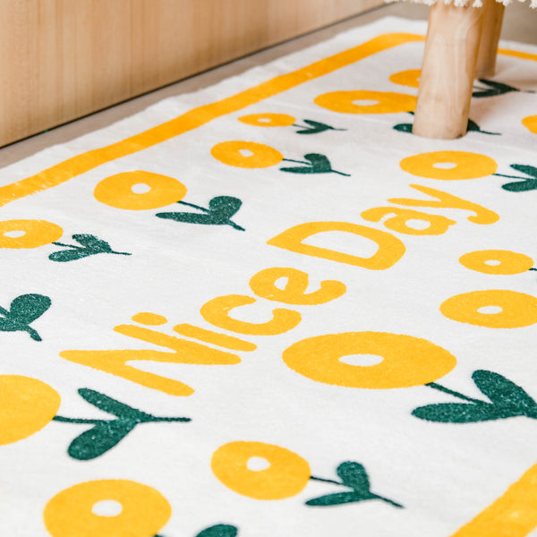 Yellow White Carpet Runner Large