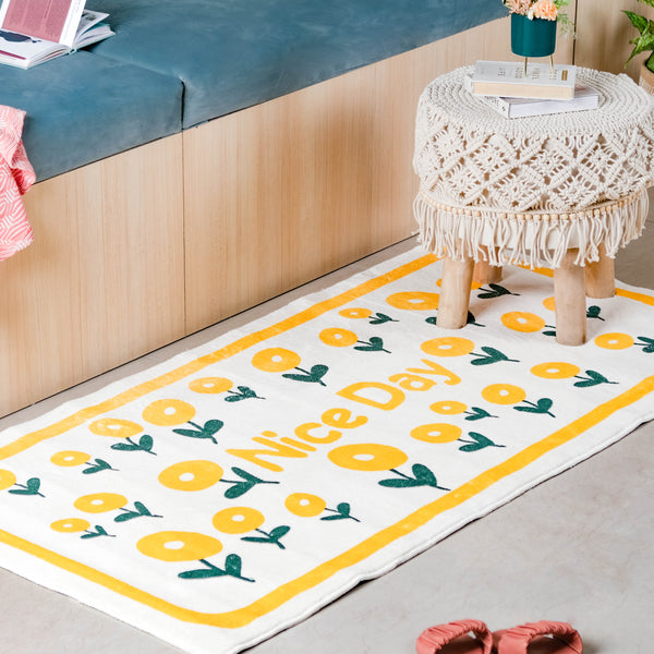 Yellow White Carpet Runner Large