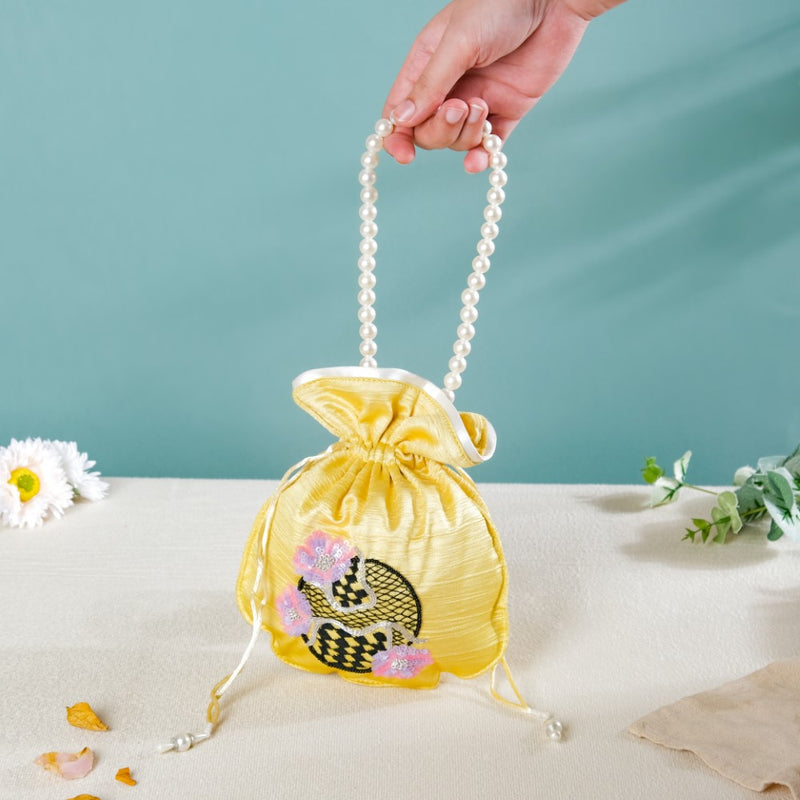 Noor Floral Potli Bag Yellow
