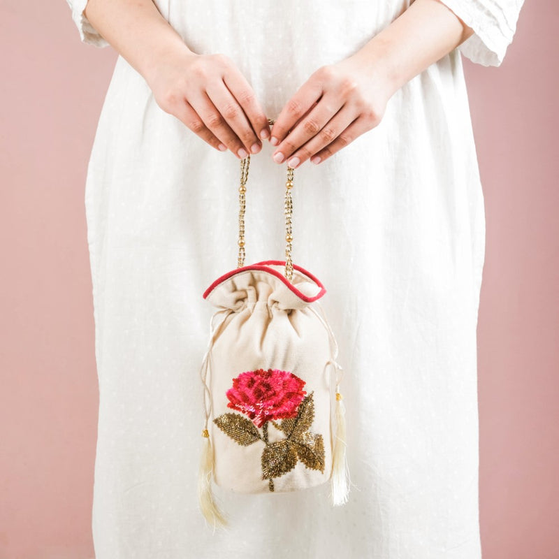 Gul Velvet Potli Bag Off White
