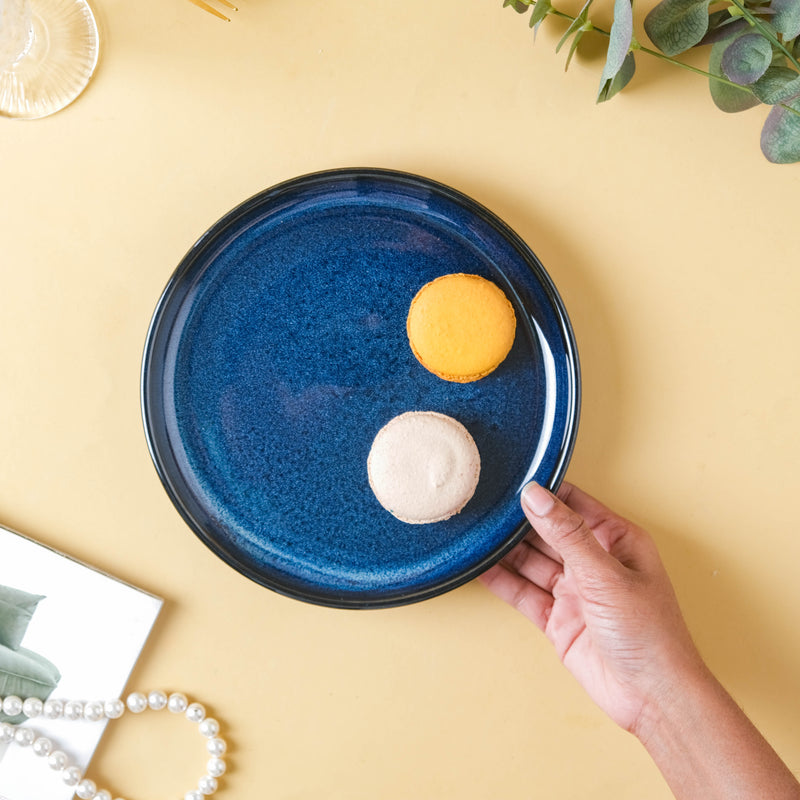 Dark Blue Snack Plate Large - Serving plate, snack plate, dessert plate | Plates for dining & home decor