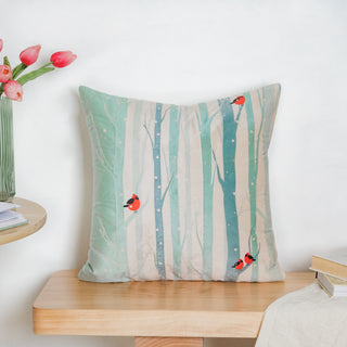 Birds On Tree Velvet Cushion Cover 16 inch