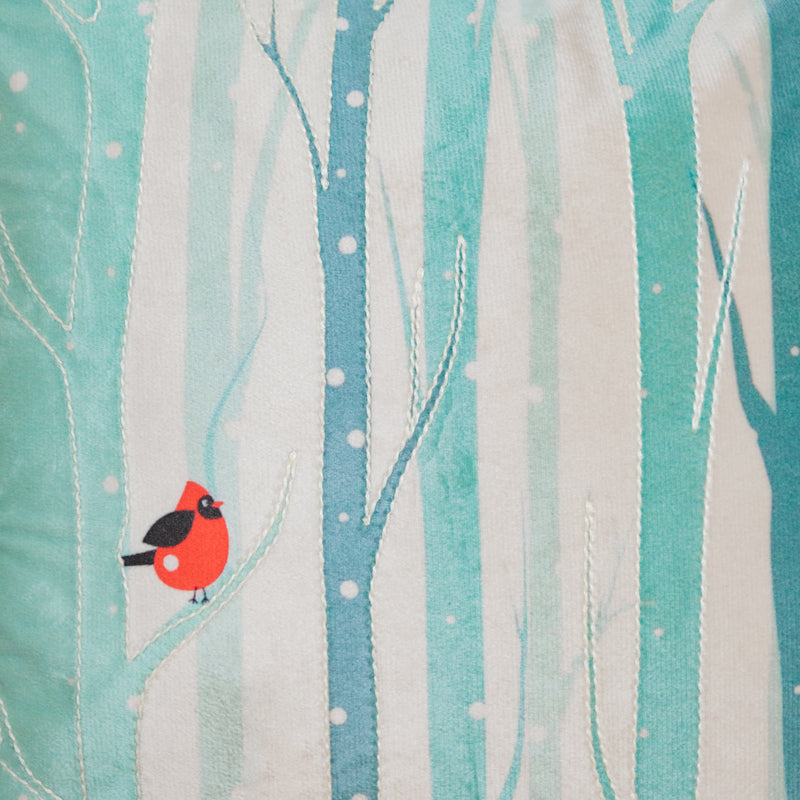 Birds On Tree Velvet Cushion Cover 16 inch