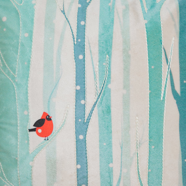 Birds On Tree Velvet Cushion Cover 16 inch