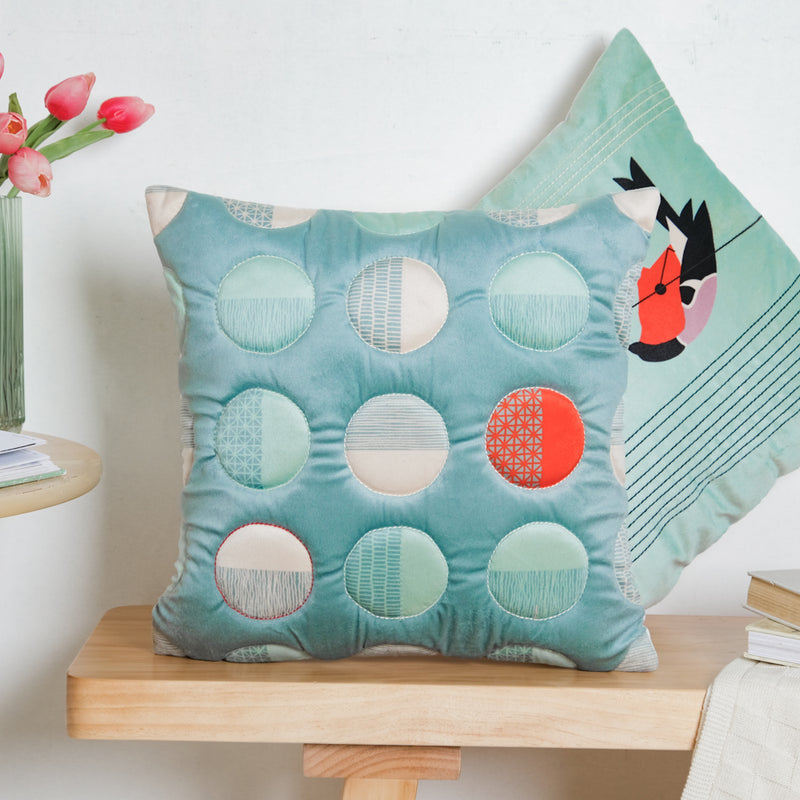 Circle Quilted Velvet Cushion Cover 16 inch