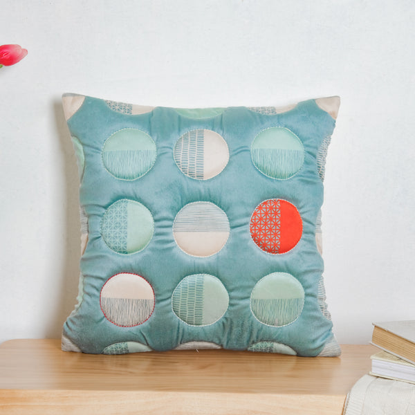 Circle Quilted Velvet Cushion Cover 16 inch