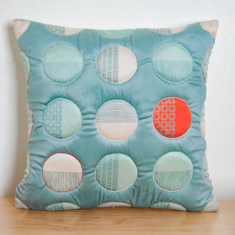 Circle Quilted Velvet Cushion Cover 16 inch
