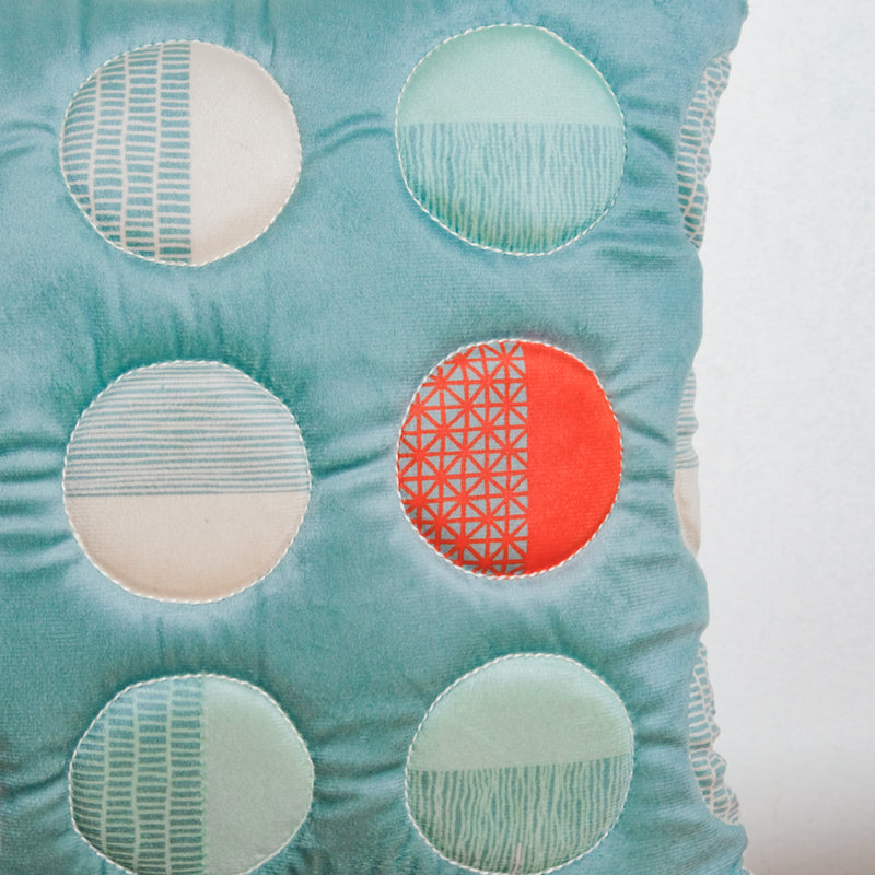 Circle Quilted Velvet Cushion Cover 16 inch