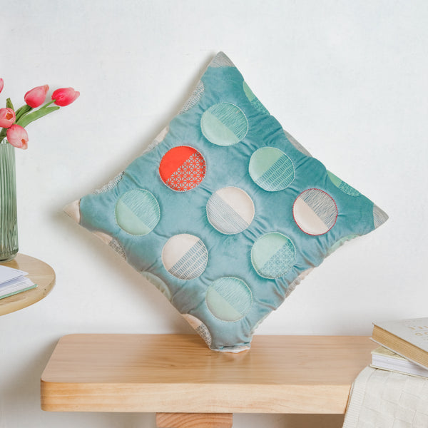 Circle Quilted Velvet Cushion Cover 16 inch
