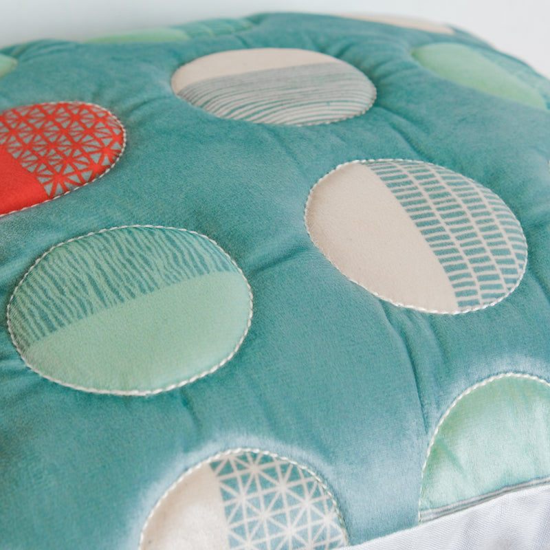 Circle Quilted Velvet Cushion Cover 16 inch