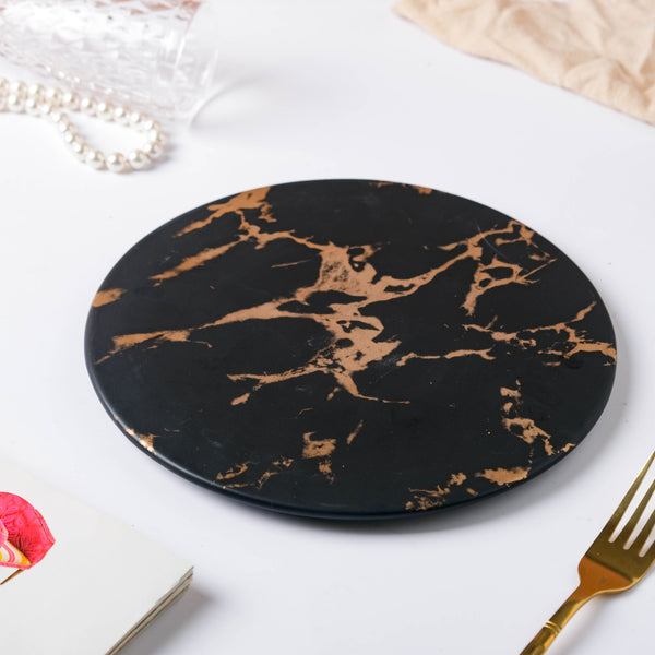 Black Round Ceramic Platter - Cheese board, serving platter,food platters | Plates for dining & home decor