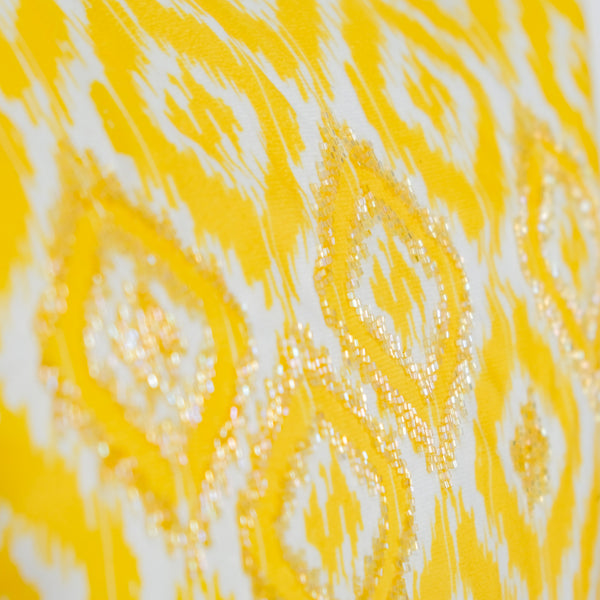 Ikat Print Yellow Cushion Cover 16 inch