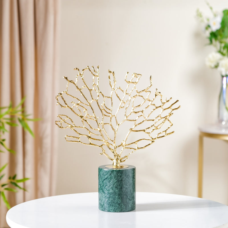 Gold & Marble Tree Decor Showpiece Large - Tree Decor, Large Tree Showpiece, Decorative Gold Tree, Marble Tree Sculpture