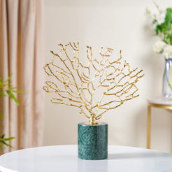 Gold & Marble Tree Decor Showpiece Large - Tree Decor, Large Tree Showpiece, Decorative Gold Tree, Marble Tree Sculpture