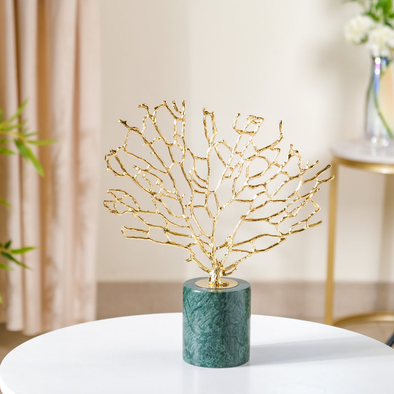 Gold & Marble Tree Decor Showpiece Large - Tree Decor, Large Tree Showpiece, Decorative Gold Tree, Marble Tree Sculpture