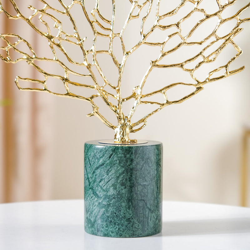 Gold & Marble Tree Decor Showpiece Large - Tree Decor, Large Tree Showpiece, Decorative Gold Tree, Marble Tree Sculpture