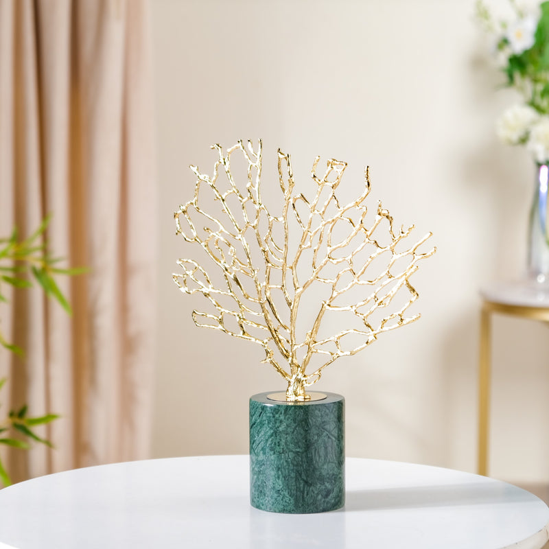 Gold & Marble Tree Decor Showpiece Large - Tree Decor, Large Tree Showpiece, Decorative Gold Tree, Marble Tree Sculpture