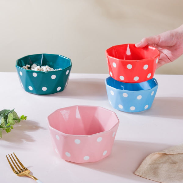 Polka Dots Bowl 500 ml - Bowl,ceramic bowl, snack bowls, curry bowl, popcorn bowls | Bowls for dining table & home decor