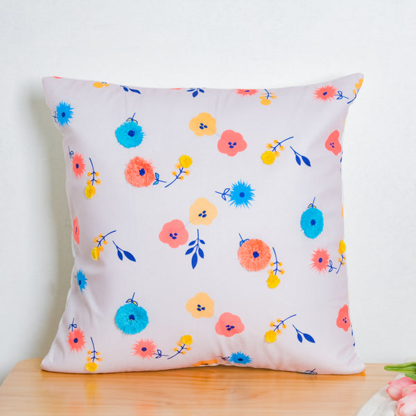 Multicoloured Blooms Cushion Cover 16 inch