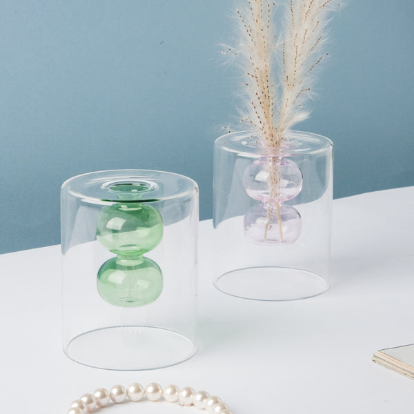 Designer Glass Vase - Glass flower vase for home decor, office and gifting | Room decoration items