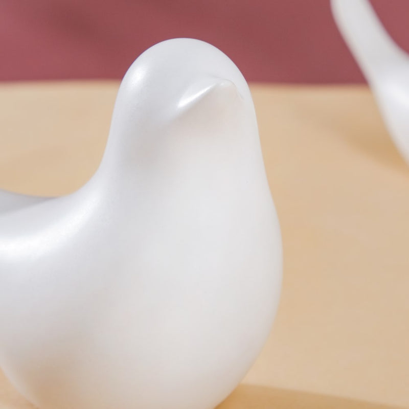 Ceramic Bird Showpiece White Set Of 2 - Showpiece | Home decor item | Room decoration item