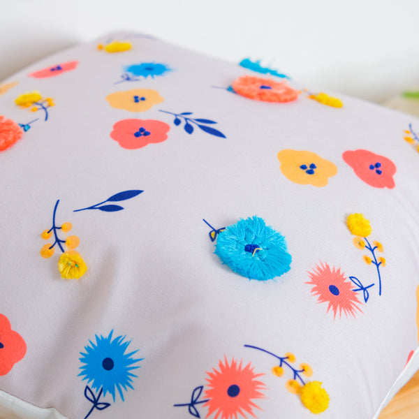 Multicoloured Blooms Cushion Cover 16 inch