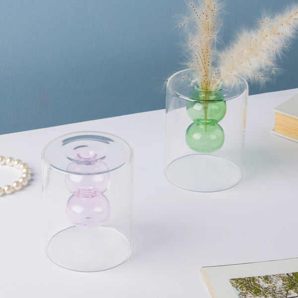 Designer Glass Vase - Glass flower vase for home decor, office and gifting | Room decoration items