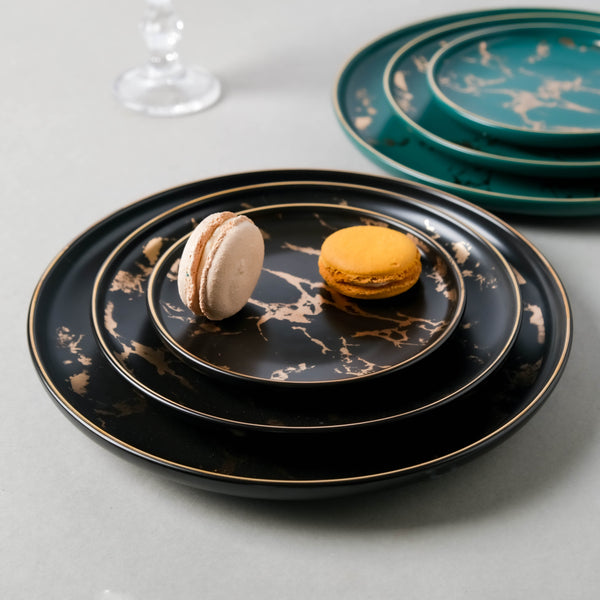Sleek Marble Dinner Plate Black 10 Inch - Serving plate, rice plate, ceramic dinner plates| Plates for dining table & home decor