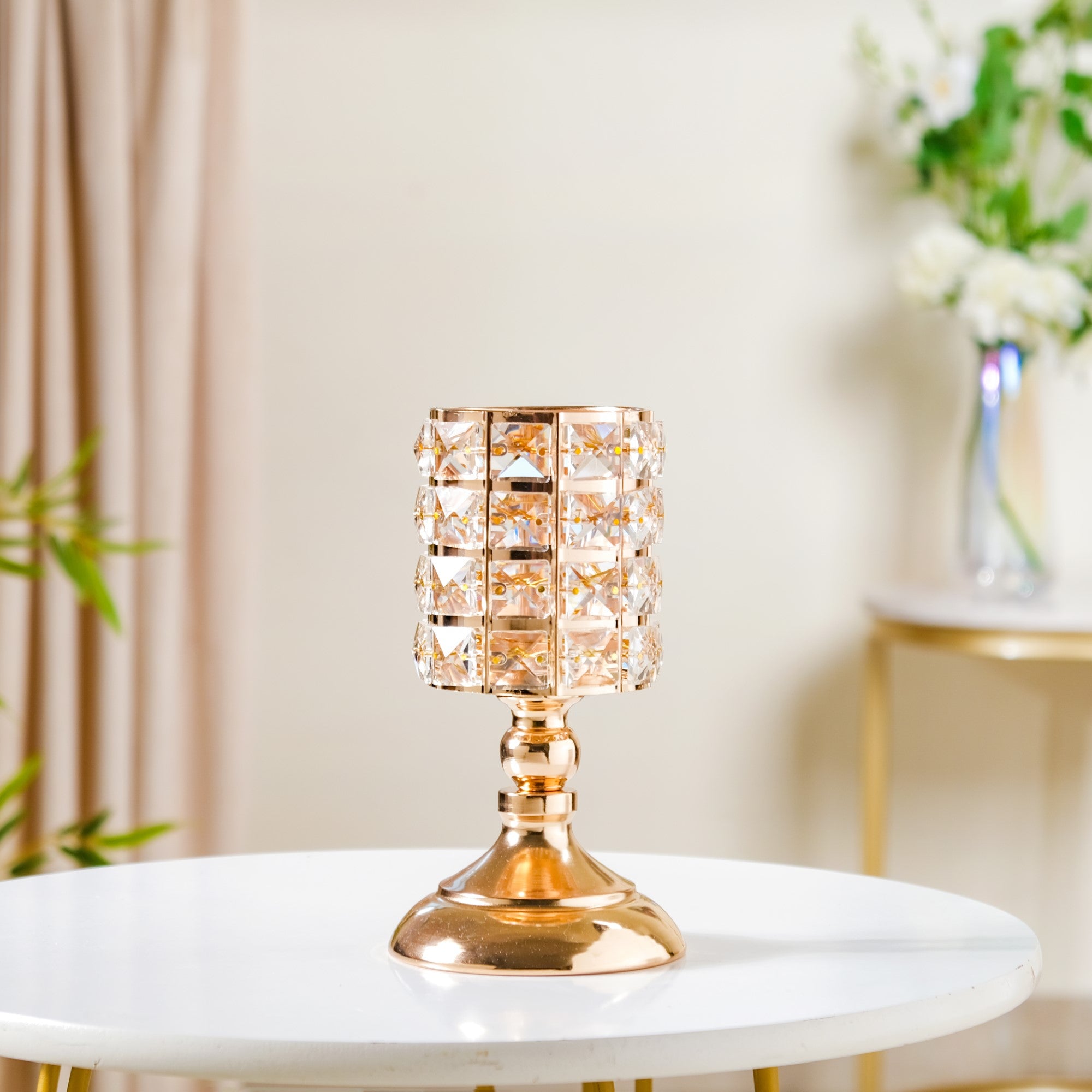 Bell Jar Glass Candle Holder Gold