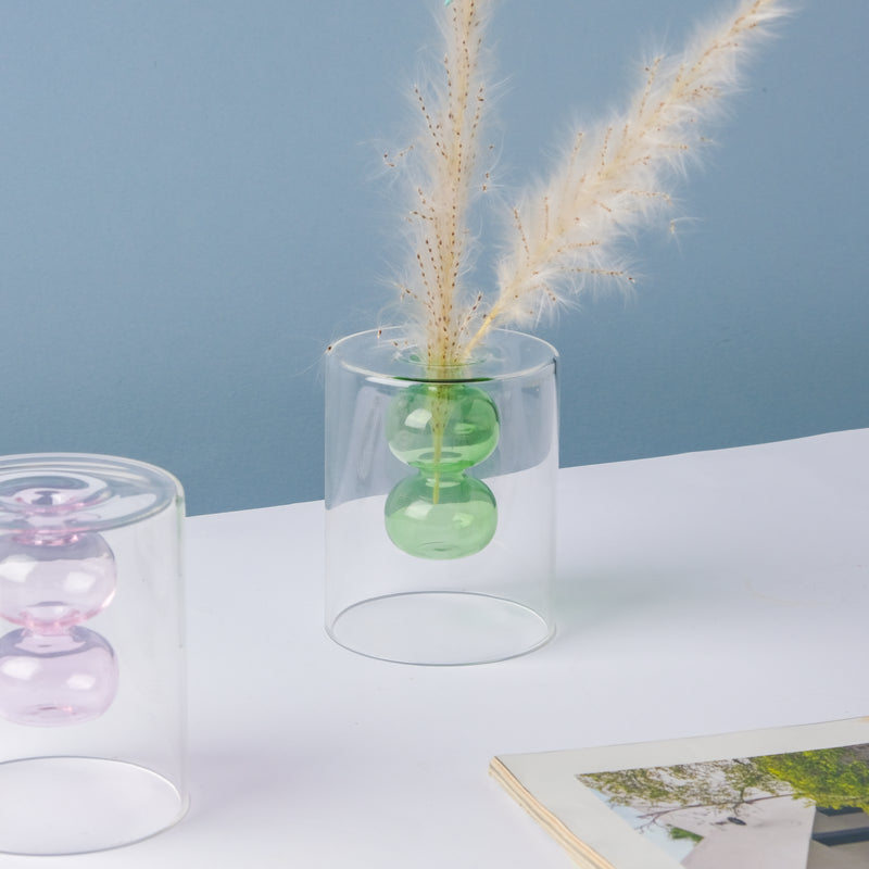 Designer Glass Vase - Glass flower vase for home decor, office and gifting | Room decoration items