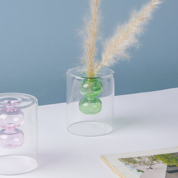Designer Glass Vase - Glass flower vase for home decor, office and gifting | Room decoration items