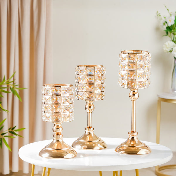 Luxe Crystal Votive Candle Stand Set Of 3