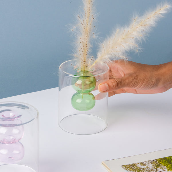 Designer Glass Vase - Glass flower vase for home decor, office and gifting | Room decoration items
