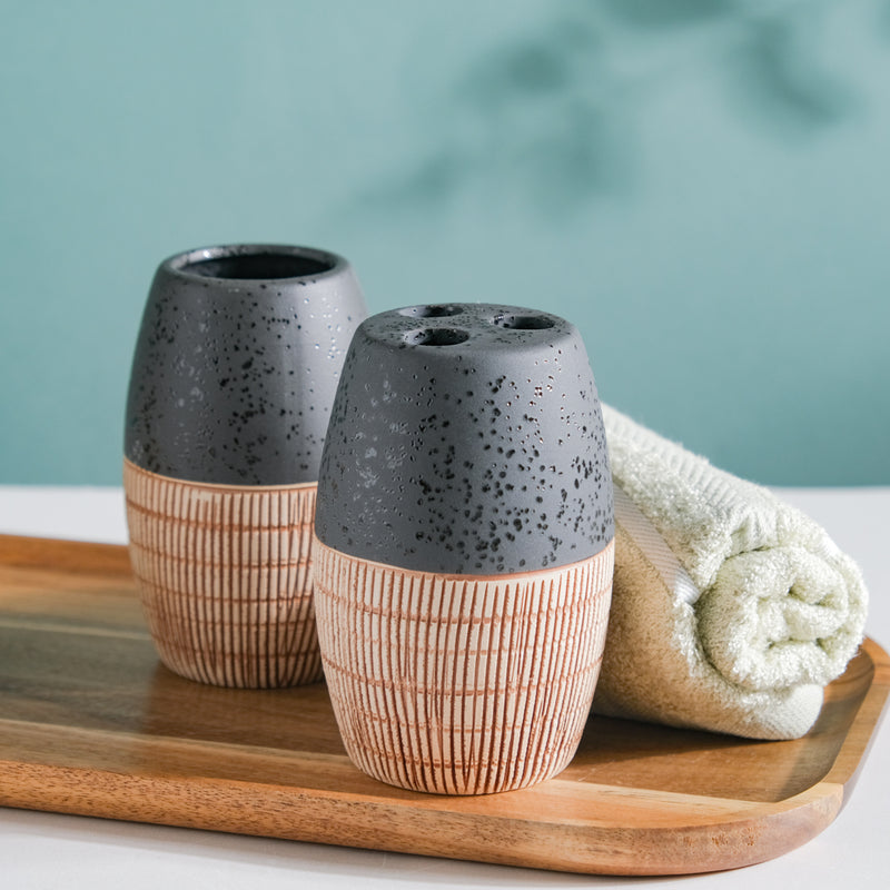 Celestria Black Ceramic Stoneware Bathroom Set Of 4