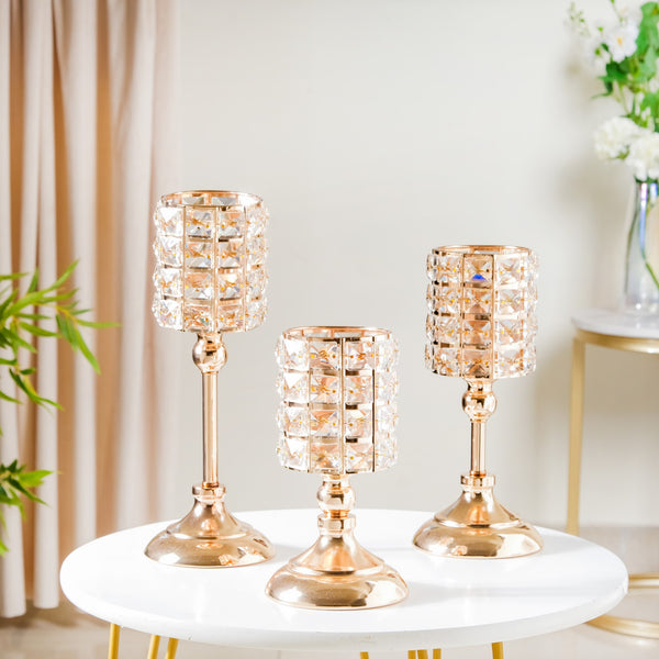 Luxe Crystal Votive Candle Stand Set Of 3