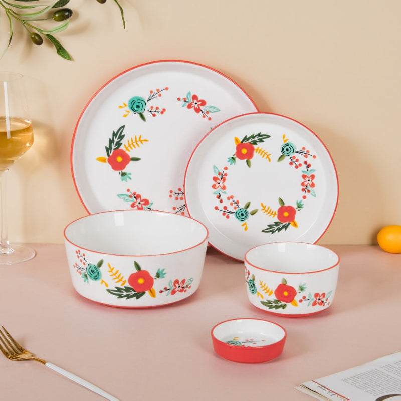 Bloom Red 27 Piece Dinner Set For 6