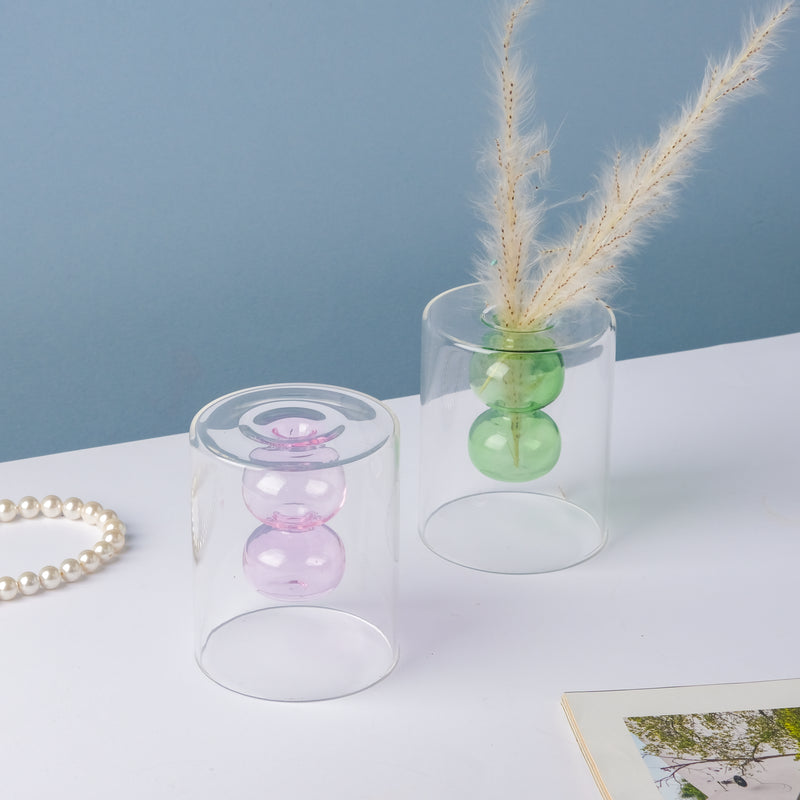 Designer Glass Vase - Glass flower vase for home decor, office and gifting | Room decoration items