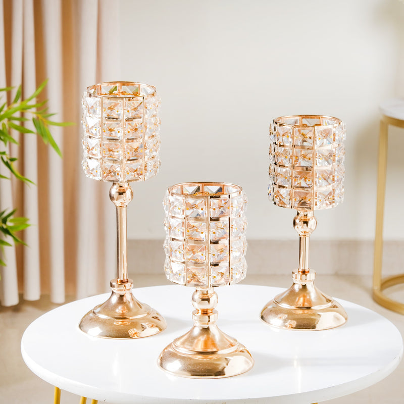 Luxe Crystal Votive Candle Stand Set Of 3