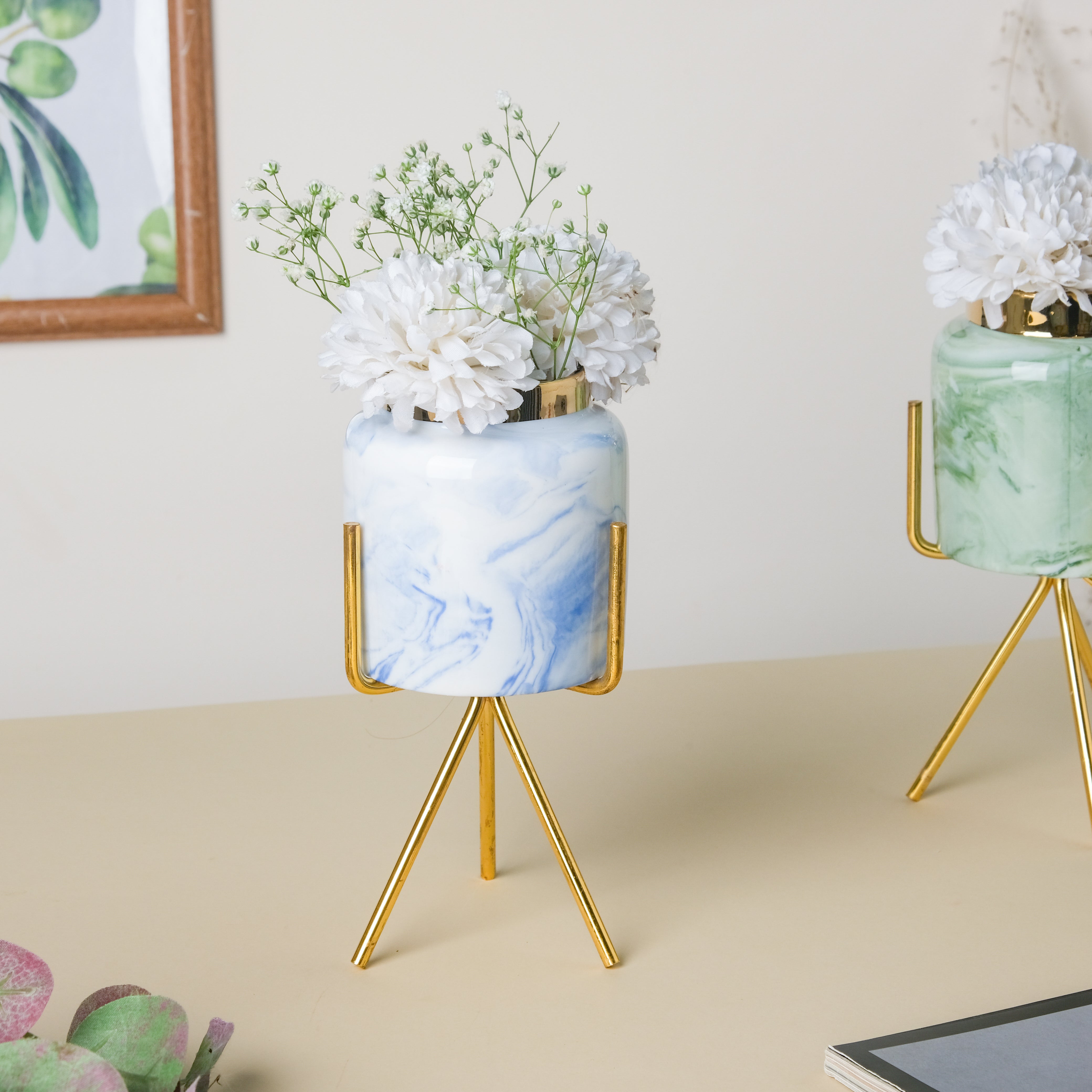 Set of 2 Big Metal Flower vase flower pot for Drawing Room and Living Room  for