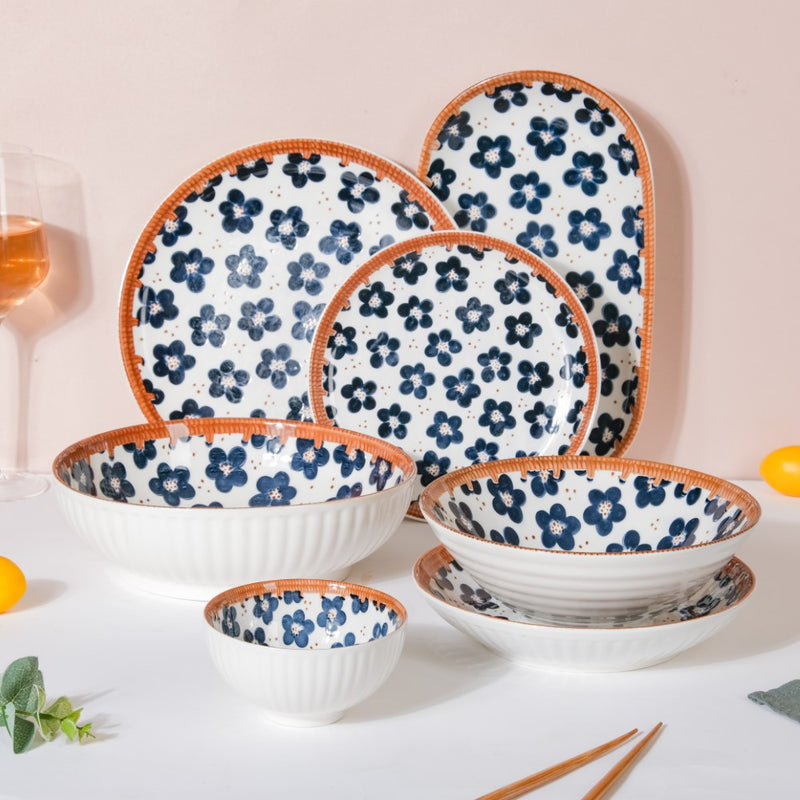 Sylvan Floral Patterned Ceramic Snack Dish 8 Inch - Serving plate, snack plate, dessert plate | Plates for dining & home decor