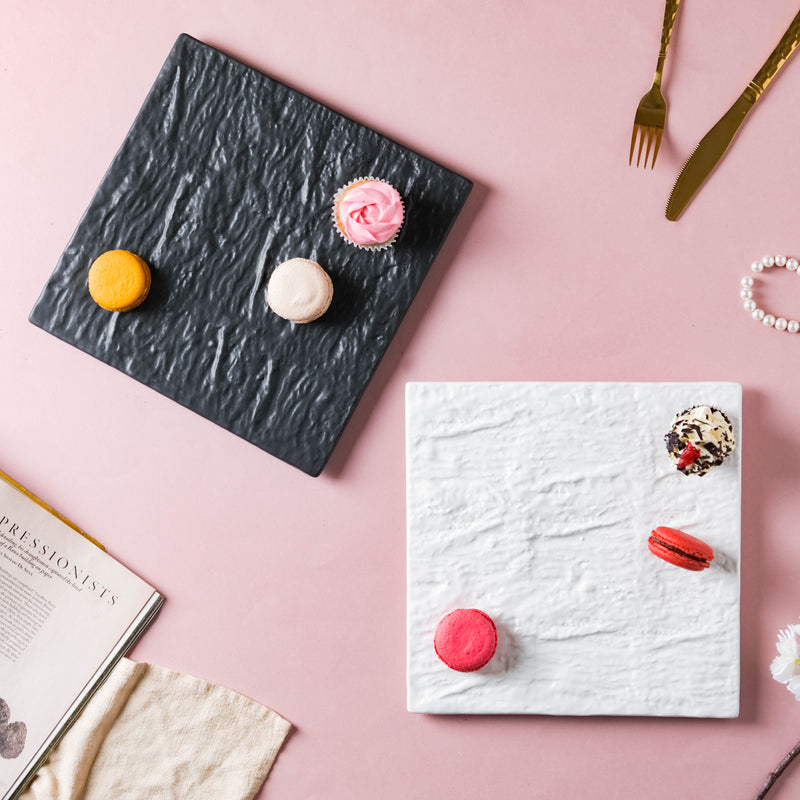 Textured Square Platter - Ceramic platter, serving platter, fruit platter | Plates for dining table & home decor