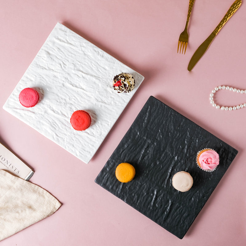 Textured Square Platter - Ceramic platter, serving platter, fruit platter | Plates for dining table & home decor