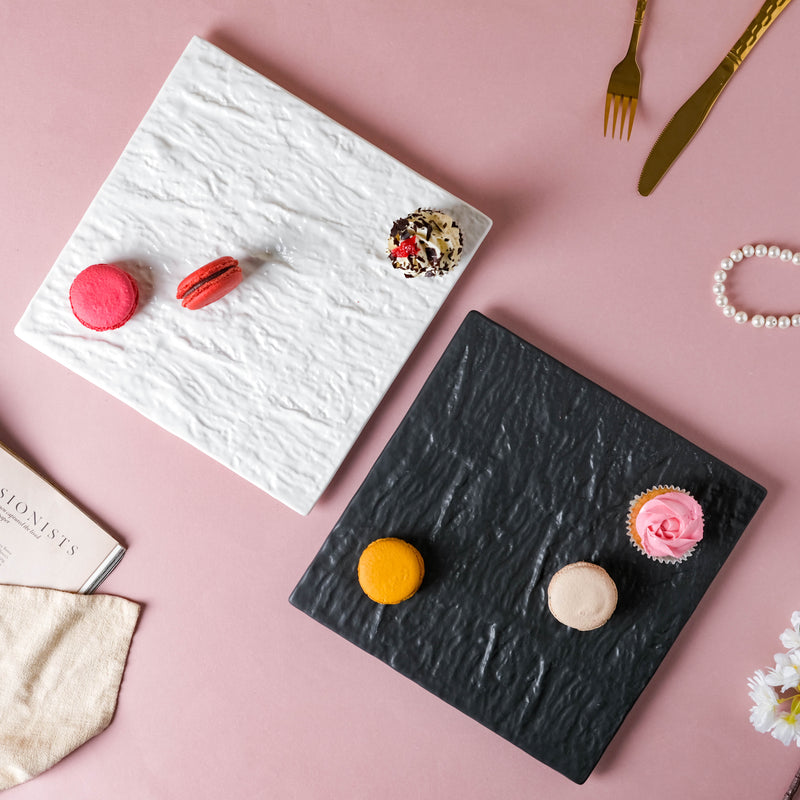 Textured Square Platter - Ceramic platter, serving platter, fruit platter | Plates for dining table & home decor